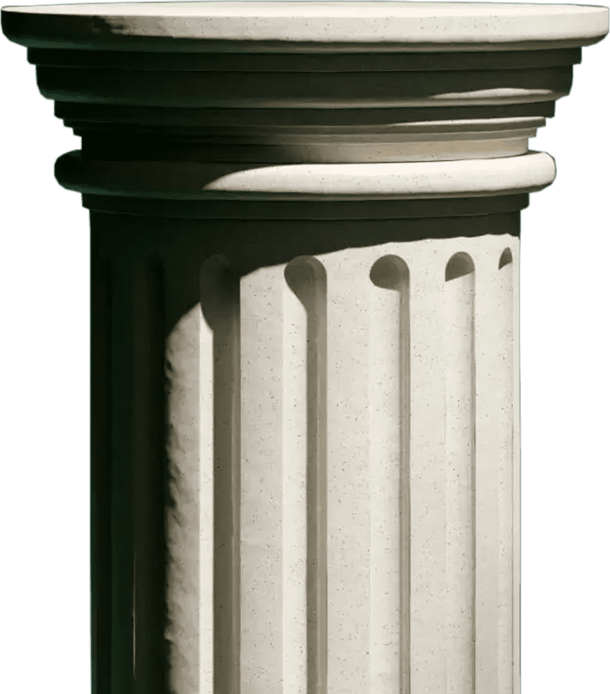 A close-up of a fluted classical column capital.